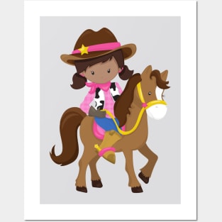 African American Girl, Cowgirl, Sheriff, Horse Posters and Art